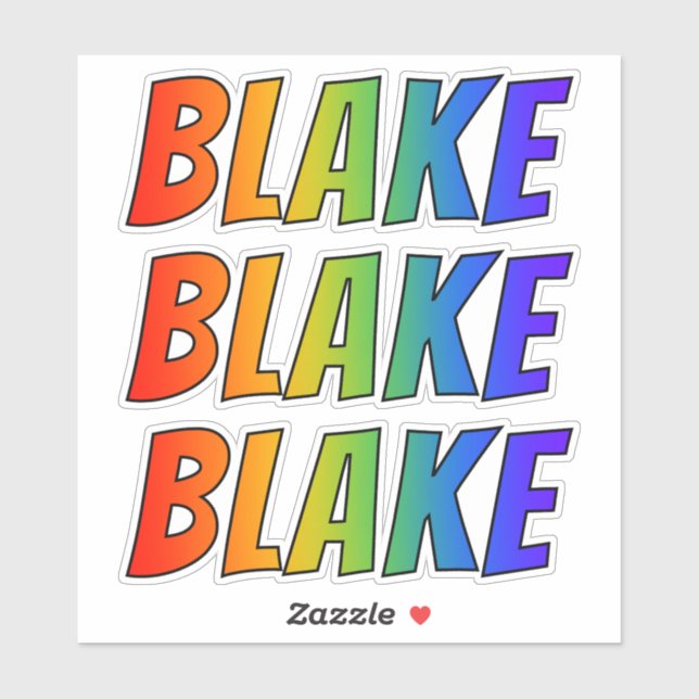 Sticker Prénom "BLAKE" avec colorant arc-en-ciel amusant (Feuille)