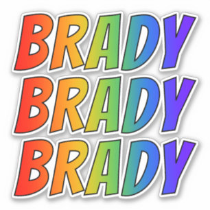 Sticker Prénom "BRADY" avec la coloration d'arc-en-ciel