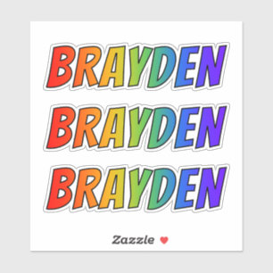 Sticker Prénom "BRAYDEN" avec colorant arc-en-ciel amusant