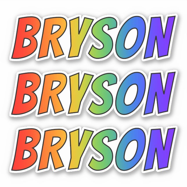 Sticker Prénom "BRYSON" avec colorant arc-en-ciel amusant (Devant)