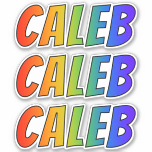 Sticker Prénom "CALEB" avec la coloration d'arc-en-ciel