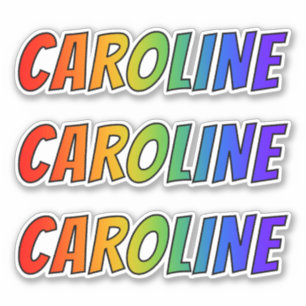 Sticker Prénom "CAROLINE" avec la coloration d'arc-en-cie