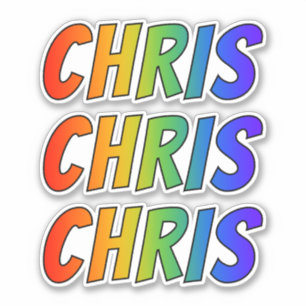 Sticker Prénom "CHRIS" avec la coloration d'arc-en-ciel
