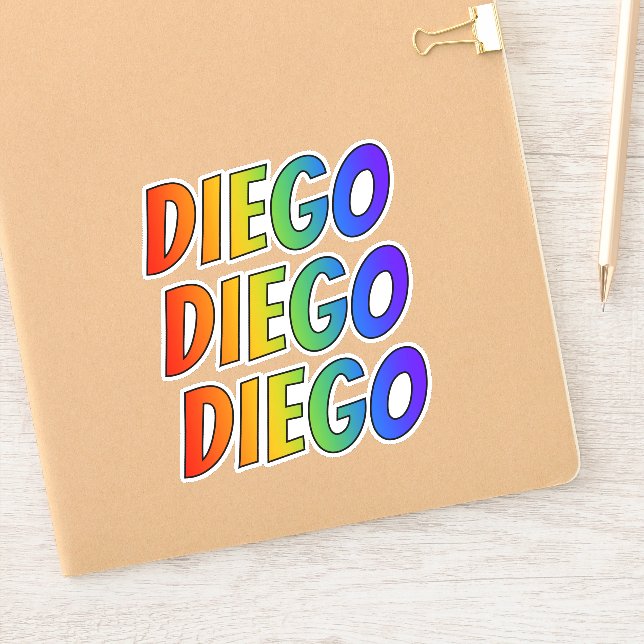 Sticker Prénom "DIEGO" avec colorant arc-en-ciel amusant (Carnet)