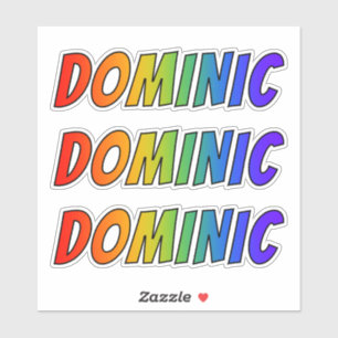 Sticker Prénom "DOMINIC" avec colorant arc-en-ciel amusant