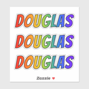 Sticker Prénom "DOUGLAS" avec la coloration d'arc-en-ciel
