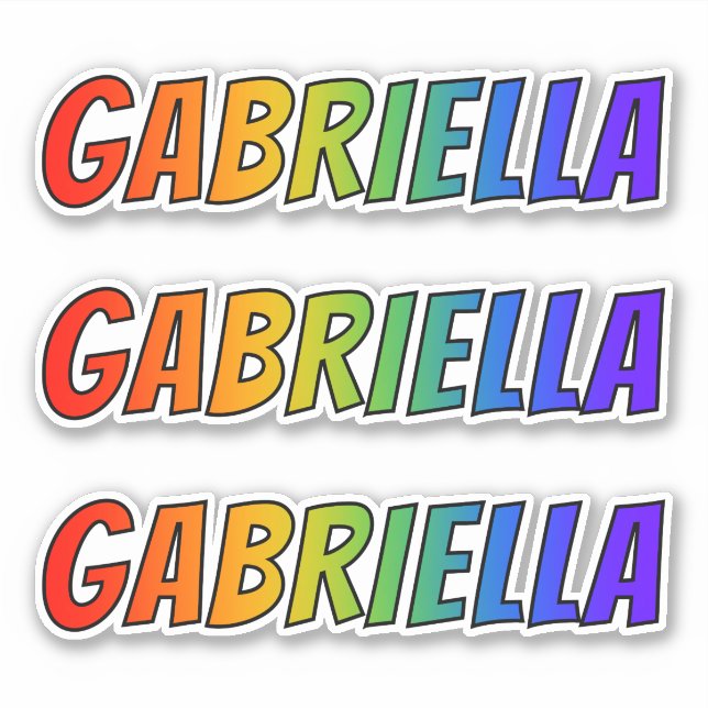 Sticker Prénom "GABRIELLA" avec colorant arc-en-ciel amusa (Devant)