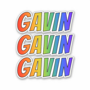 Sticker Prénom "GAVIN" avec colorant arc-en-ciel amusant