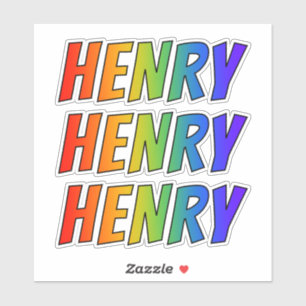 Sticker Prénom "HENRY" avec la coloration d'arc-en-ciel