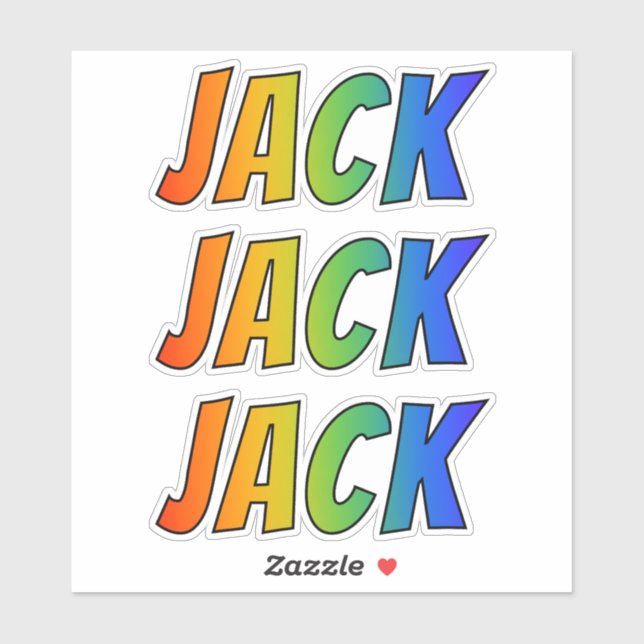Sticker Prénom "JACK" avec colorant arc-en-ciel amusant (Feuille)
