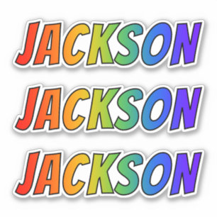 Sticker Prénom "JACKSON" avec la coloration d'arc-en-ciel