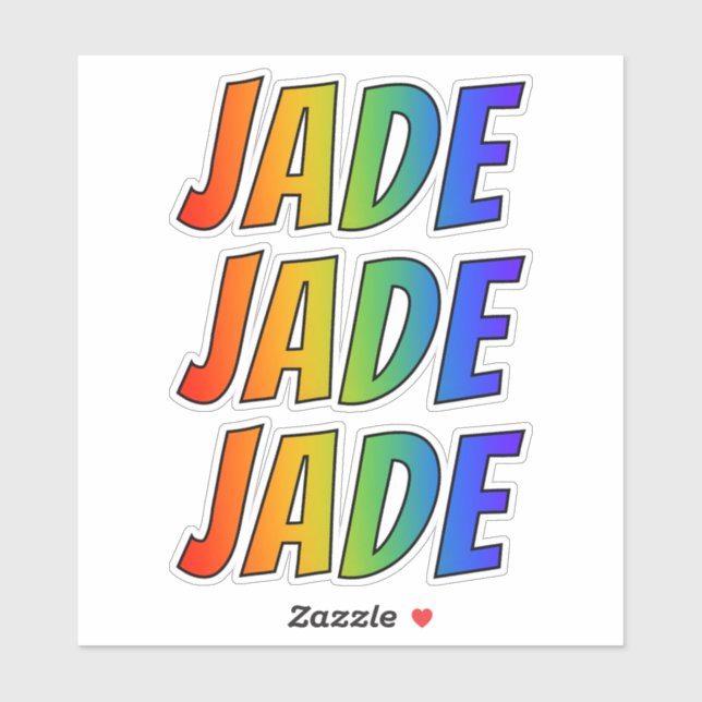 Sticker Prénom "JADE" avec colorant arc-en-ciel amusant (Feuille)