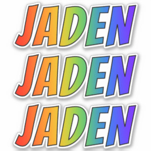 Sticker Prénom "JADEN" avec colorant arc-en-ciel amusant