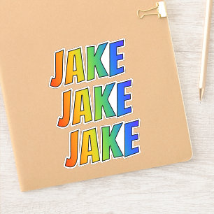 Sticker Prénom "JAKE" avec la coloration d'arc-en-ciel