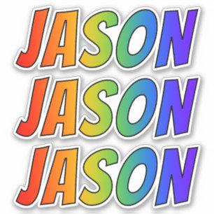 Sticker Prénom "JASON" avec coloration arc-en-ciel amusan