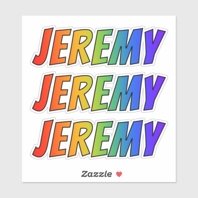Sticker Prénom "JEREMY" avec colorant arc en ciel amusant (Feuille)