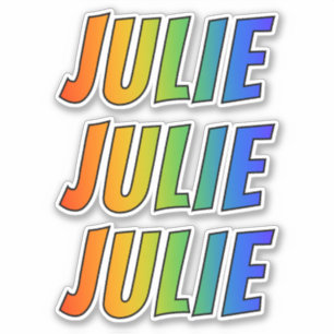 Sticker Prénom "JULIE" avec la coloration d'arc-en-ciel