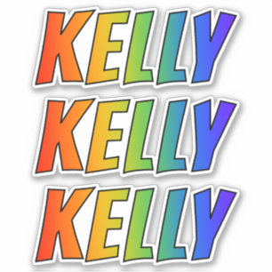 Sticker Prénom "KELLY" avec la coloration d'arc-en-ciel