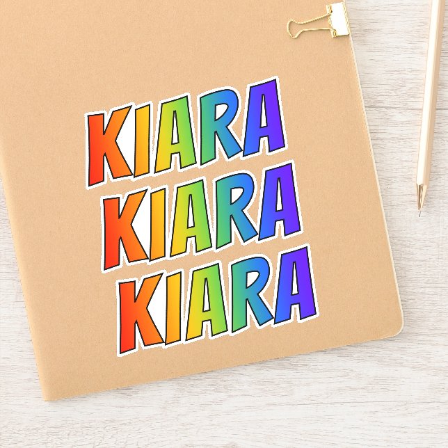 Sticker Prénom "KIARA" avec colorant arc-en-ciel amusant (Carnet)