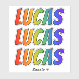 Sticker Prénom "LUCAS" avec colorant arc-en-ciel amusant