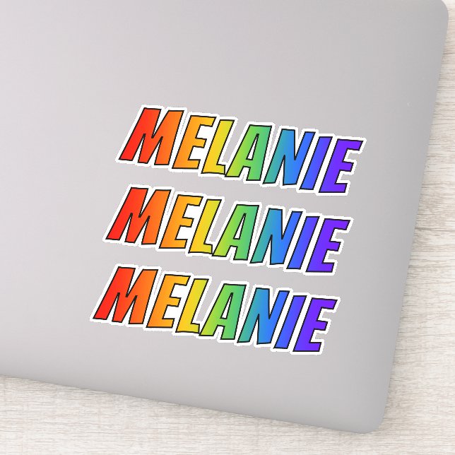 Sticker Prénom "MELANIE" avec colorant arc-en-ciel amusant (Détail)