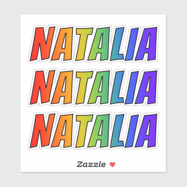Sticker Prénom "NATALIA" avec colorant arc-en-ciel amusant (Feuille)