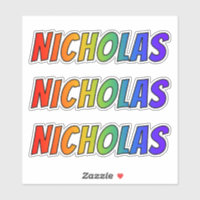 Prénom "NICHOLAS" avec colorant arc-en-ciel amusan