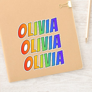 Sticker Prénom "OLIVIA" avec la coloration d'arc-en-ciel