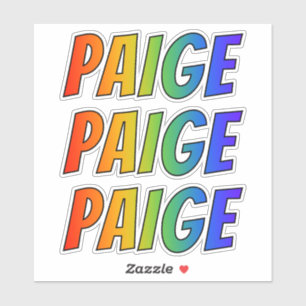 Sticker Prénom "PAIGE" avec colorant arc-en-ciel amusant
