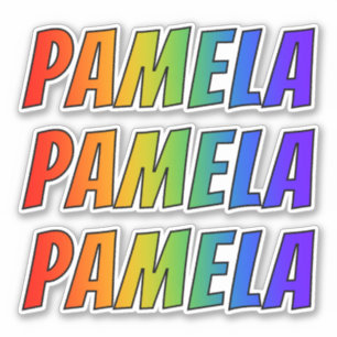 Sticker Prénom "PAMELA" avec la coloration d'arc-en-ciel