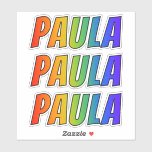 Sticker Prénom "PAULA" avec la coloration d'arc-en-ciel