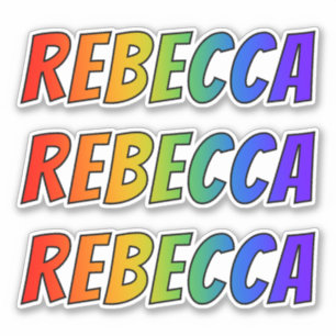 Sticker Prénom "REBECCA" avec colorant arc-en-ciel amusant