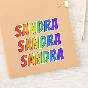 Sticker Prénom "SANDRA" avec coloration arc-en-ciel amusan