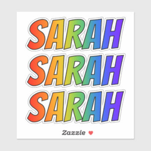 Sticker Prénom "SARAH" avec colorant arc-en-ciel amusant