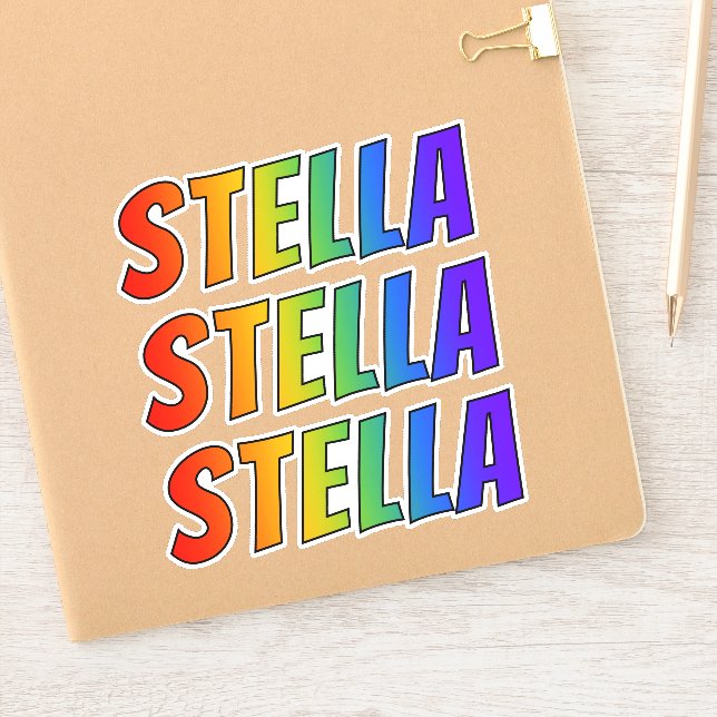 Sticker Prénom "STELLA" avec colorant arc-en-ciel amusant (Carnet)