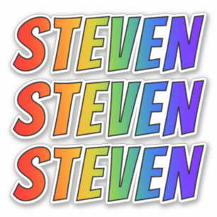Sticker Prénom "STEVEN" avec la coloration d'arc-en-ciel