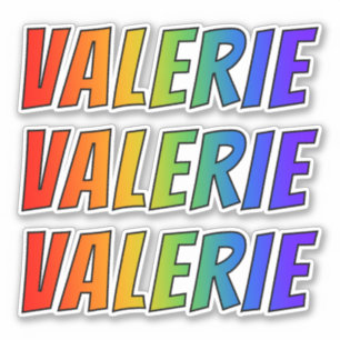 Sticker Prénom "VALERIE" avec la coloration d'arc-en-ciel