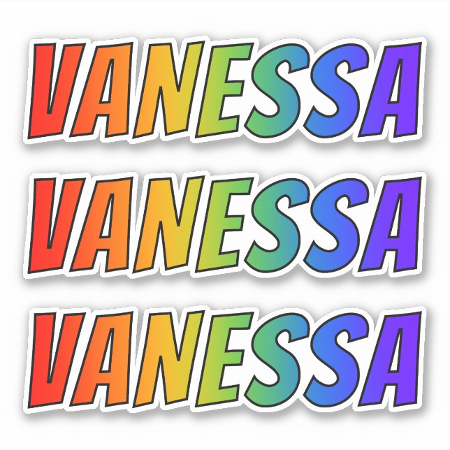 Sticker Prénom "VANESSA" avec colorant arc en ciel amusant (Devant)