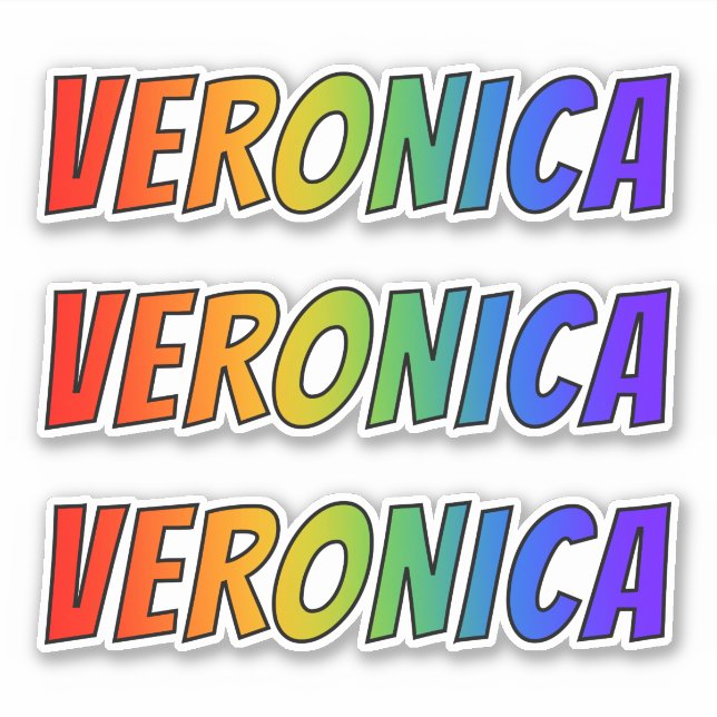 Sticker Prénom "VERONICA" avec colorant arc-en-ciel amusan (Devant)