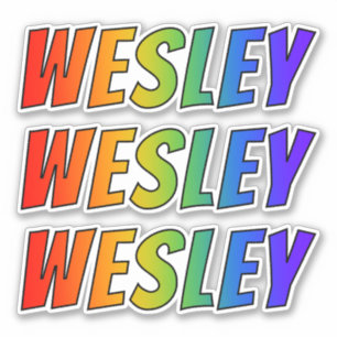 Sticker Prénom "WESLEY" avec colorant arc-en-ciel amusant