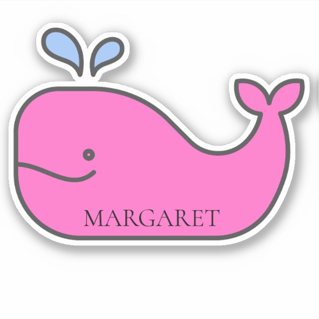 Sticker Preppy Nautical Pink and Blue Whale Personnalisé (Devant)