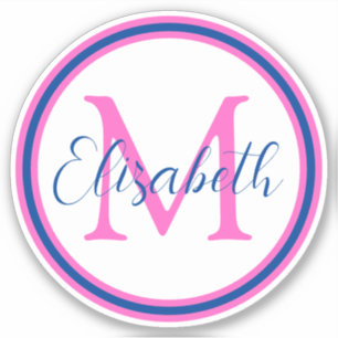 Sticker Preppy Rose et Navy Blue Monogram