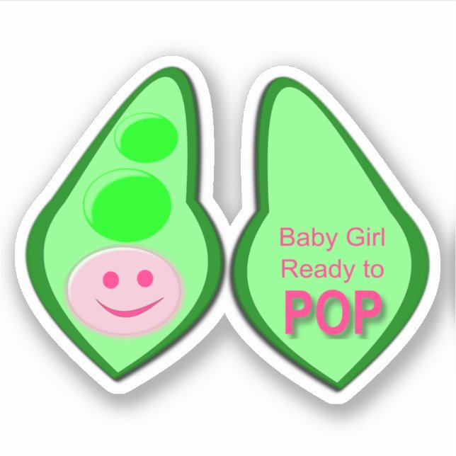 Sticker Prêt pour la pop bébé fille pois rose (Devant)