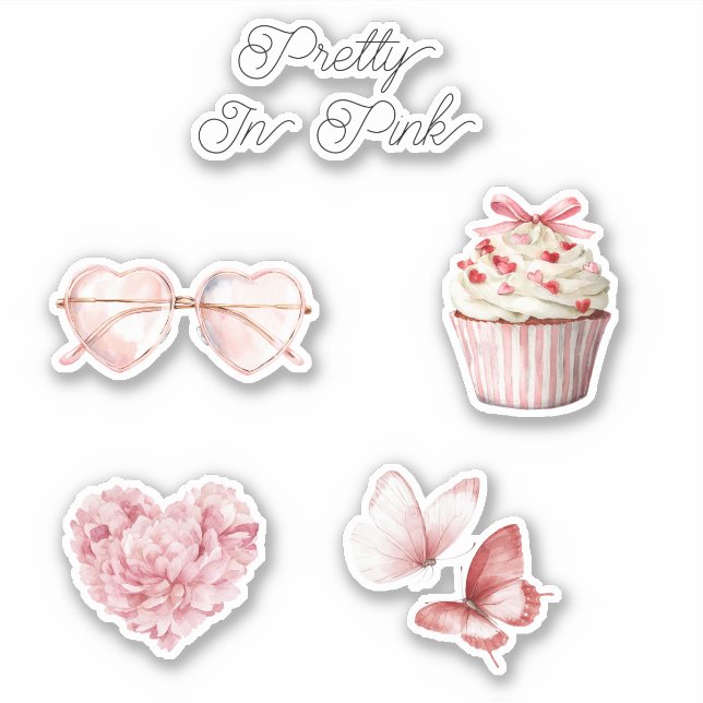 Sticker Pretty in Pink Heart Sunglasses  (Devant)