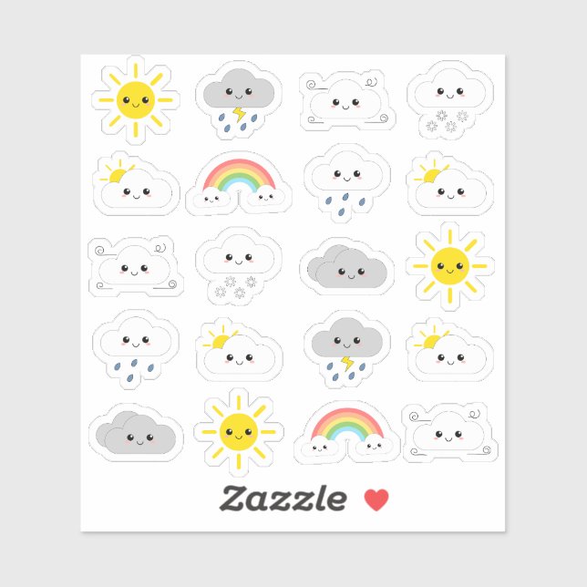 Sticker Prévisions météo Kawaii Bujo Planner (Feuille)