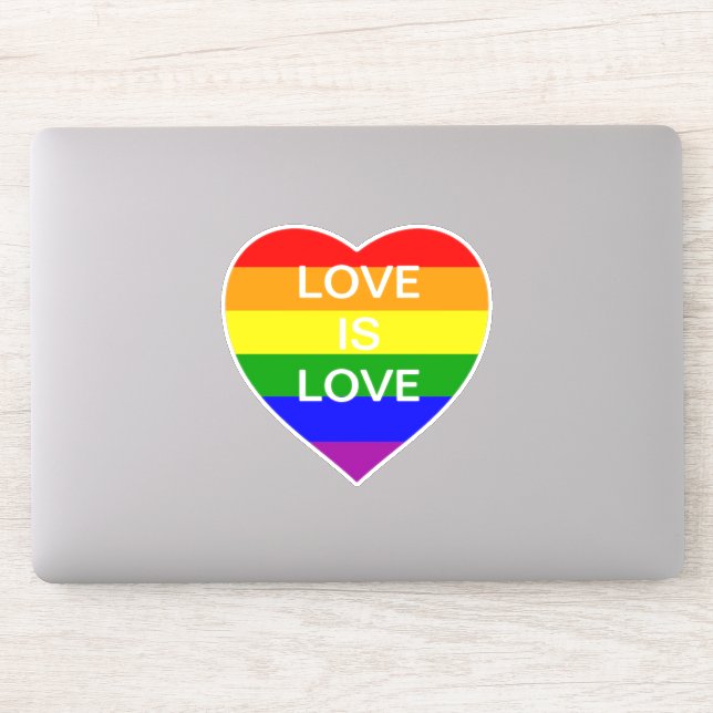 Sticker Pride arc-en-ciel coeur Gay pride amour est amour (Ordinateur)