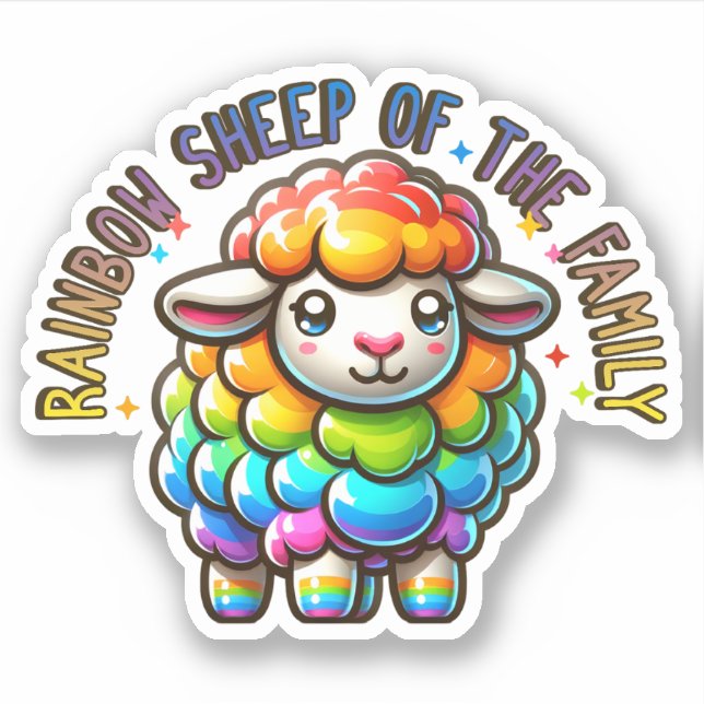 Sticker Pride arc-en-ciel mouton de la famille (Devant)
