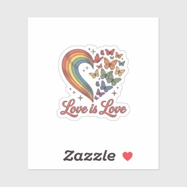 Sticker Pride Papillon Cœur L'Amour Est L'Amour Conception (Feuille)