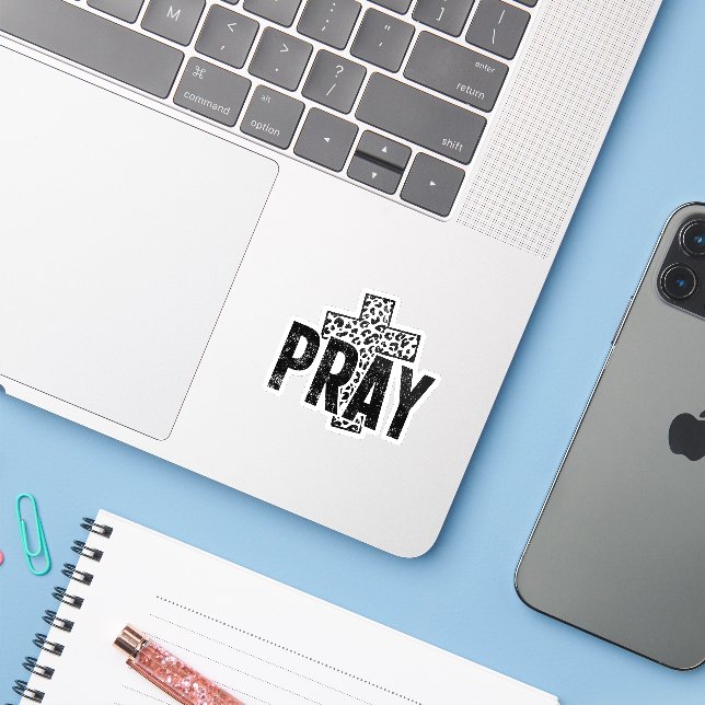 Sticker Priez (Ordinateur portable avec iPhone)