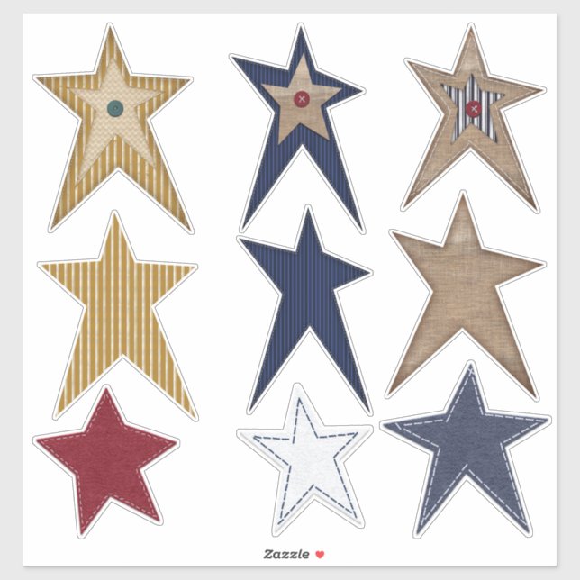 Sticker Prim Stars Semblent Écouter Burlap Look Amusant (Feuille)